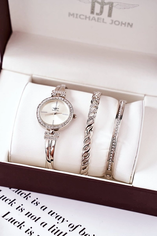 Zestaw Zegarek i Dwie Bransoletki Michael John Srebrny