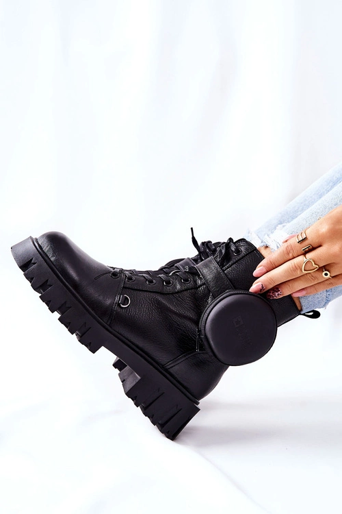 Skórzane Ocieplane Workery Z Nerką Big Star II274430 Czarne