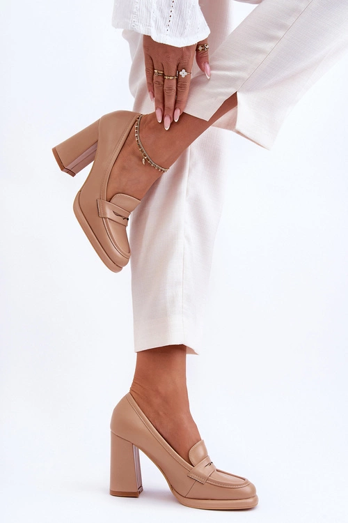 Modne Czółenka Na Słupku Beżowe Florence