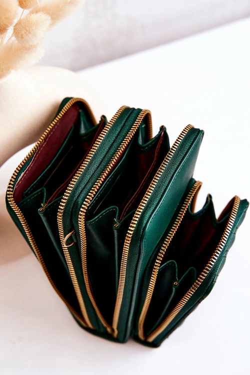 Portfel Torebka 2w1 Na Suwak Zielony Themis