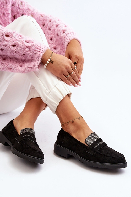 Damskie Zdobione Mokasyny Czarne Dananei