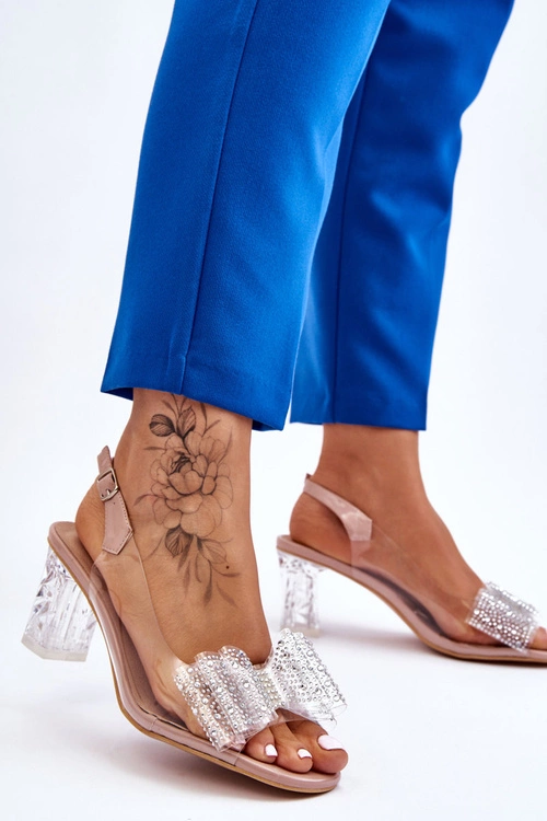 Modne Transparentne Sandały Z Kokardą Nude Ariella