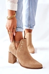 Damskie Zamszowe Botki Z Wycięciami Lewski Beżowy Piasek 3075