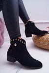 Botki Damskie Płaski Obcas Kowbojki Z Cyrkoniami Czarne Patti