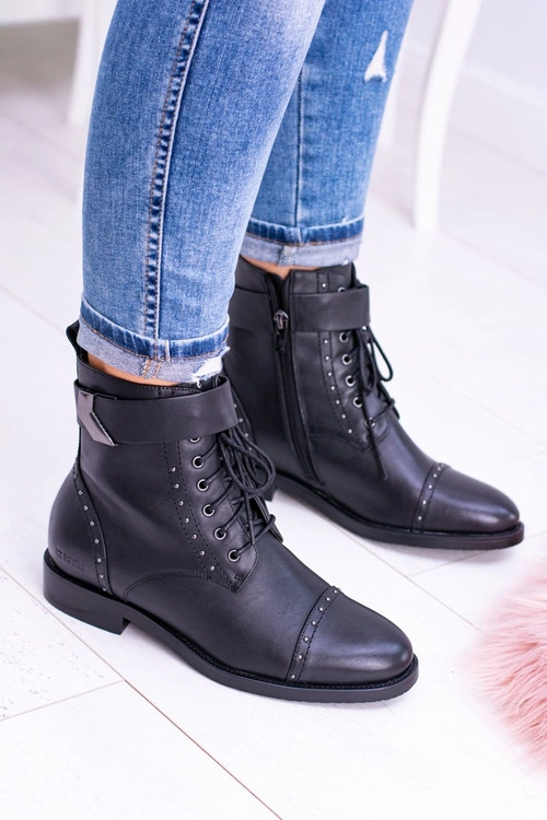 BIG STAR WYSOKIE BOTKI SZTYBLETY SKÓRZANE BB274612