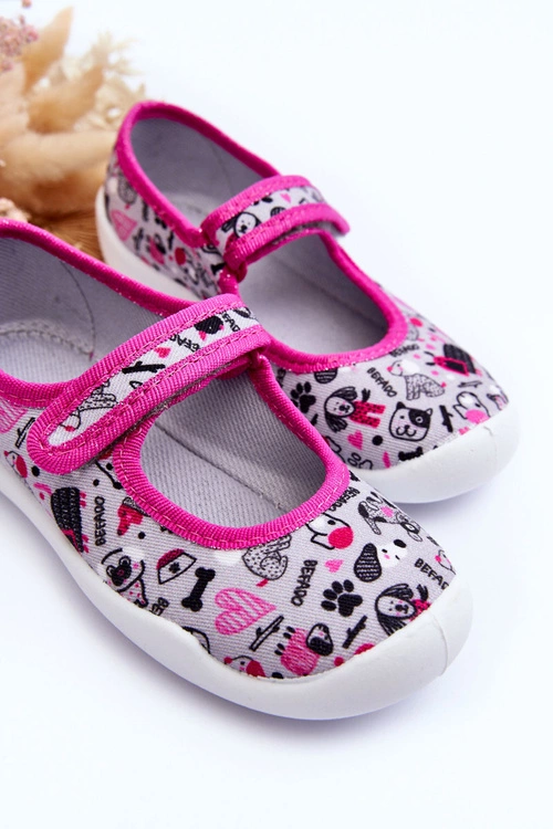 Dziecięce Papcie Baleriny Befado 114X521 Szaro-Różowe