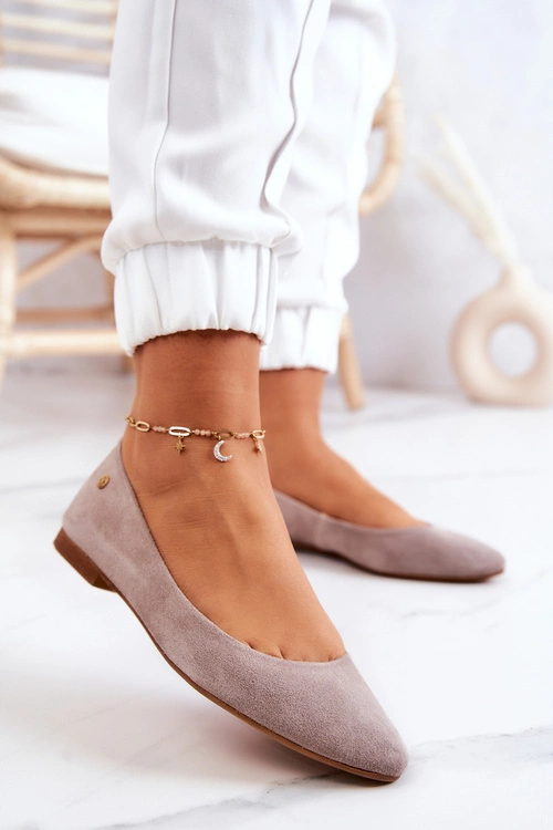 Damskie Zamszowe Baleriny Maciejka 04100-42 Beżowe