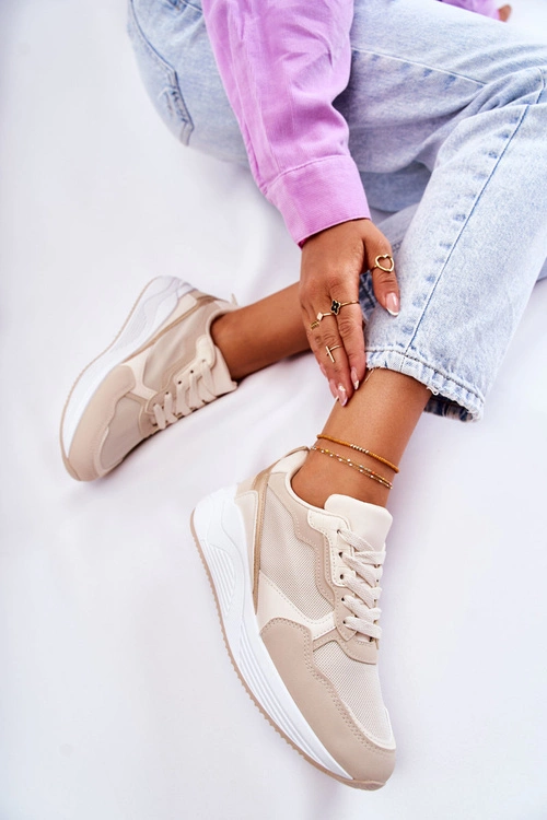 Klasyczne Damskie Sneakersy Beżowe Salema