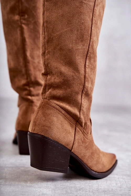 Zamszowe Kozaki Kowbojki Brązowe Casey