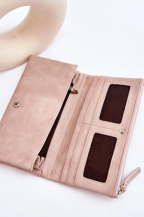 Damski Duży Pojemny Portfel Różowy Evina