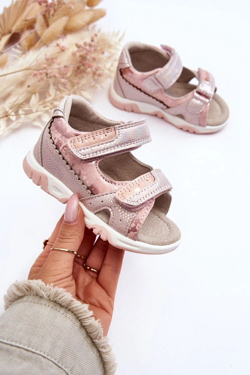 Dziecięce Wygodne Sandałki Na Rzepy Różowe Alaska