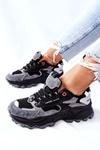 Sportowe Damskie Buty Cross Jeans Czarno Szare II2R4019C