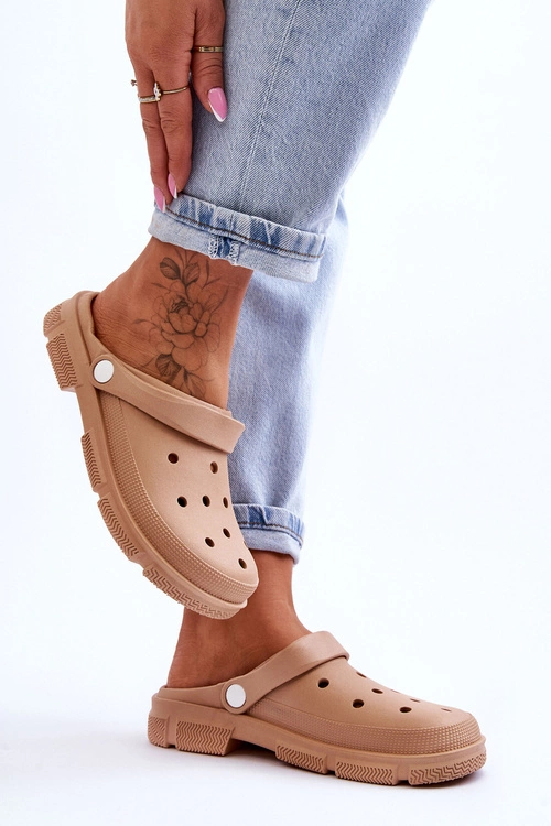 Damskie Gumowe Kroksy Brązowe Rabios