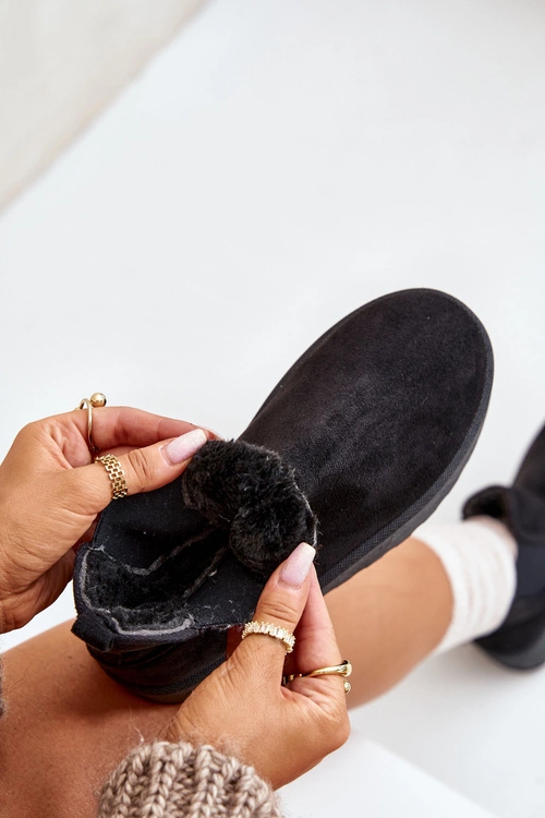 Śniegowce Damskie Na Platformie Z Elastycznymi Wstawkami Czarne Rialine