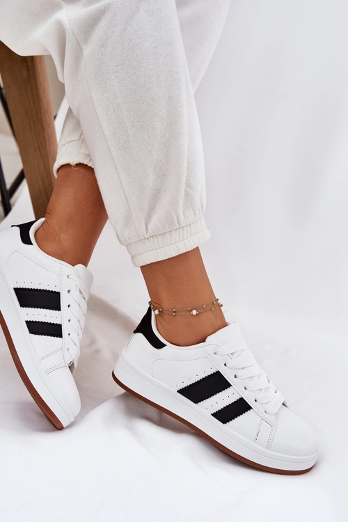 Sneakersy Damskie Z Eko Skóry Białe Arlenina