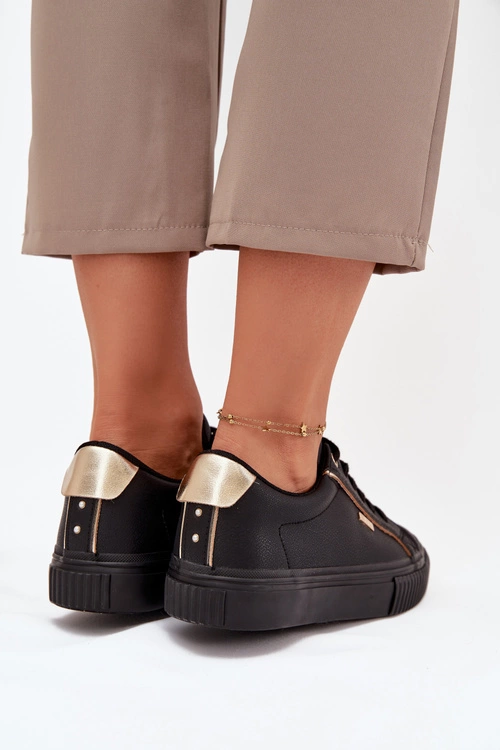 Damskie Sneakersy Z Eko Skóry Big Star SS274025 Czarno-Złote