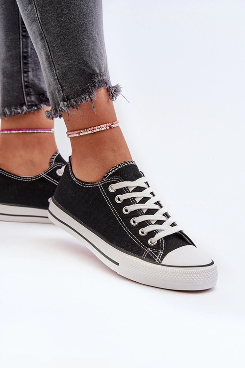 Trampki Damskie Klasyczne Niskie Czarne Caelira