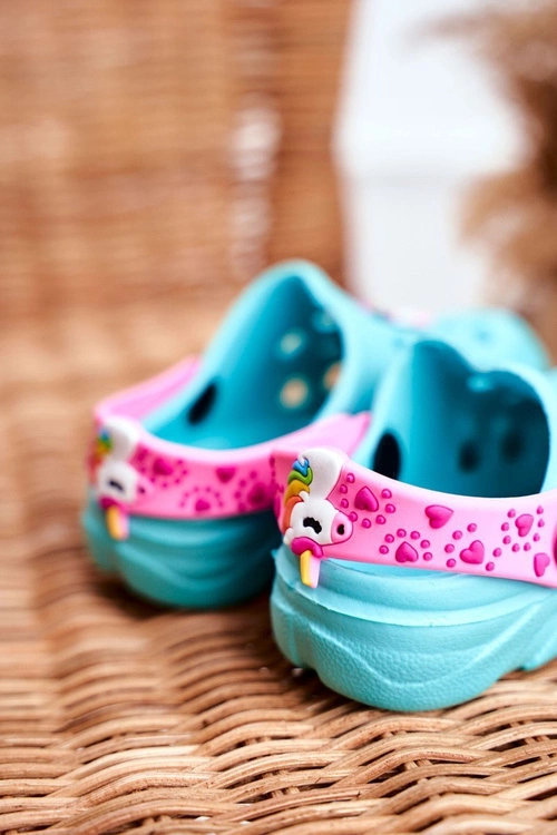 Klapki Dziecięce Piankowe Kroksy Niebieskie Jednorożec Lily
