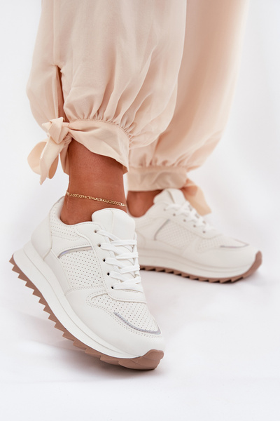 Damskie Buty Sportowe Na Platformie Białe Yandia