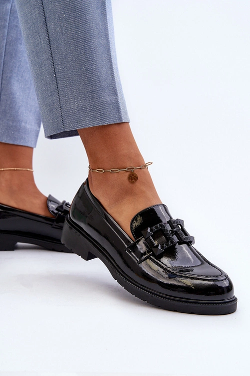 Lakierowane Mokasyny Damskie Z Ozdobą S.Barski HY371A