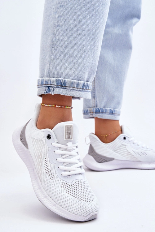 Damskie Lekkie Buty Sportowe Memory Foam System Big Star LL274297 Białe