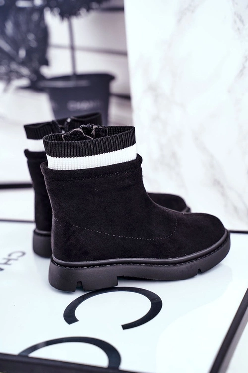 Dziecięce Botki Ocieplane Sztyblety Czarne Pinko