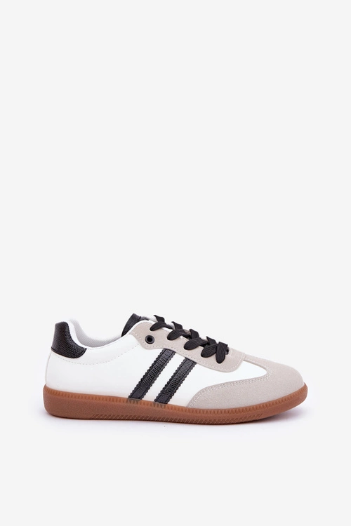 Niskie Trampki Tenisówki Damskie Biało-Czarne Loredis