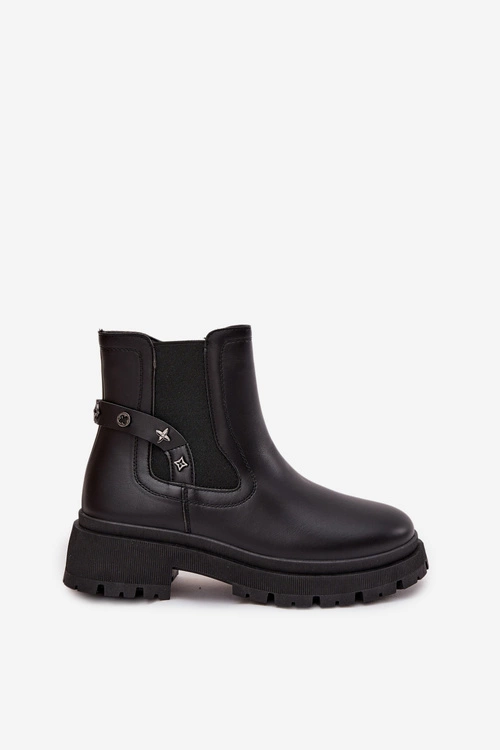 Botki Sztyblety Na Zamek Z Ozdobnymi Detalami Ocieplane Czarne Verisse