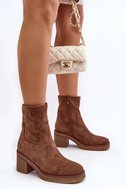 Damskie Botki Na Słupku Brązowe Argastis