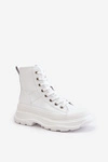 Skórzane Ocieplane Trampki Na Masywnej Platformie Big Star OO274A598 Białe