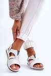 Skórzane Wsuwane Sandały Białe Regio