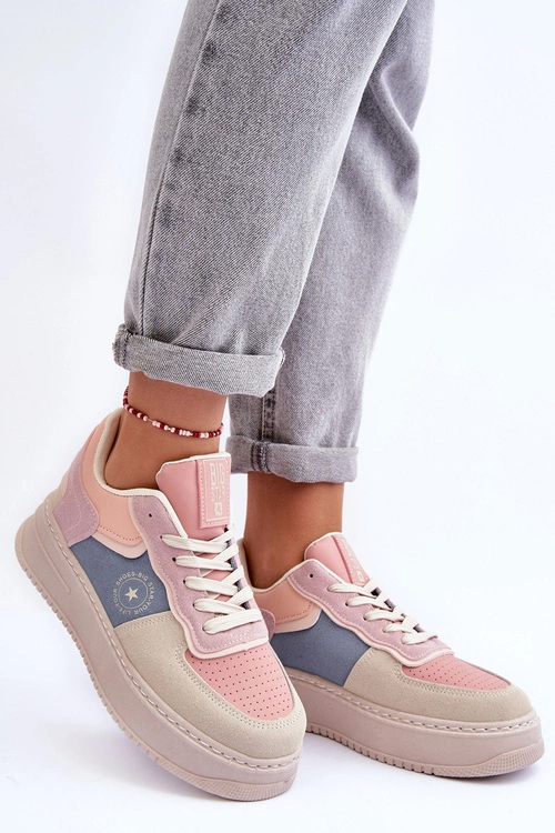 Buty Sportowe Damskie Big Star MM274233 Różowo-Beżowe