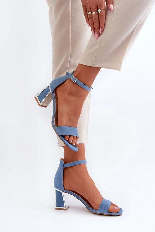 Jeansowe Sandały Na Słupku Niebieskie Pholia