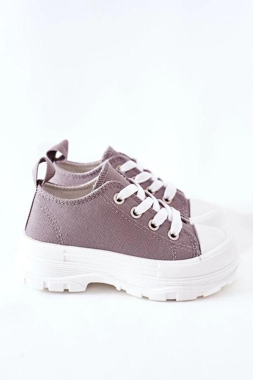 Dziecięce Trampki Na Platformie Szare Travel Time