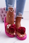 Damskie Klapki Z Kwiatem Japonki Na Koturnie Fuksja Sharme 