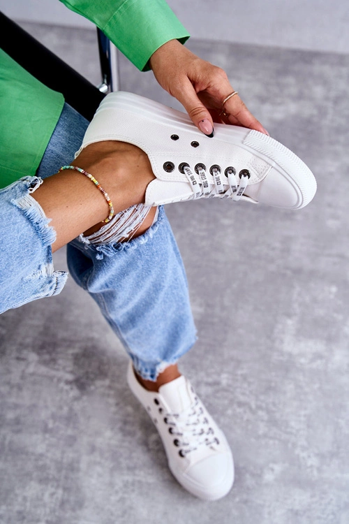 Damskie Skórzane Trampki Big Star KK274105 Białe