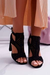 Damskie Sandały Na Słupku Peep Toe Czarne Carmelita