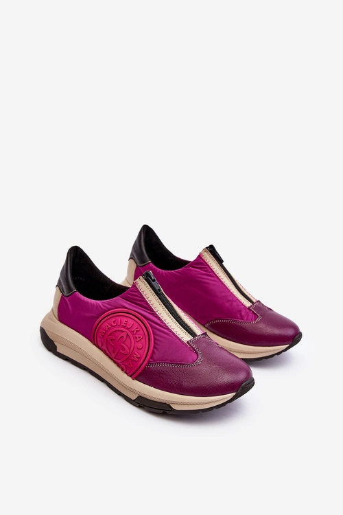Skórzane Damskie Buty Sportowe Maciejka 06296-15 Fuksja