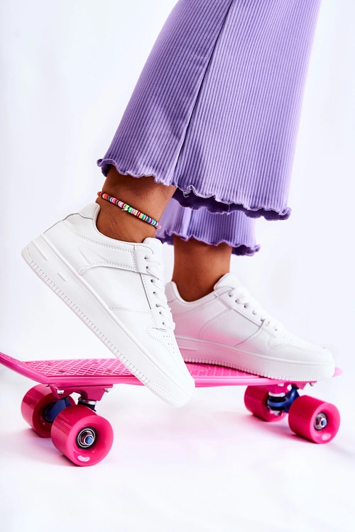 Damskie Sportowe Buty Wiązane Białe Toscana