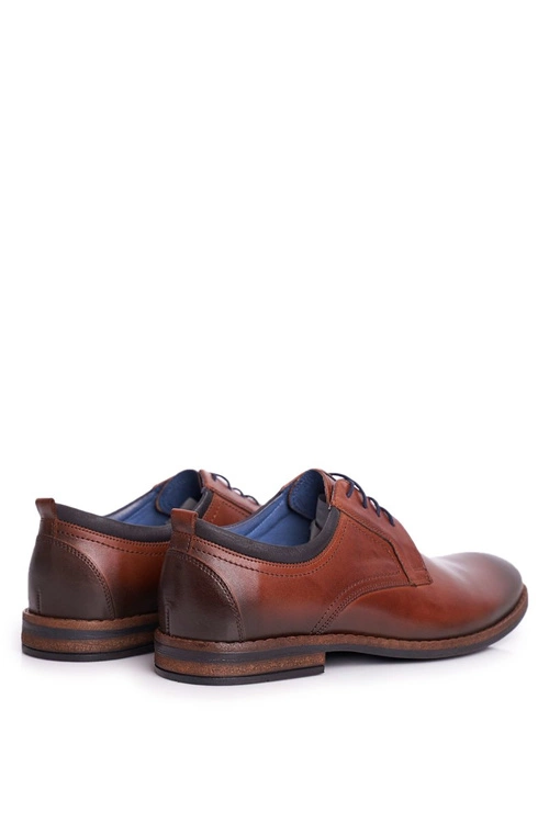 Półbuty Męskie Casual Skórzane Nikopol Brązowe 1726