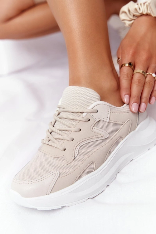 Damskie Sneakersy Na Dużej Podeszwie Beżowe Delusion