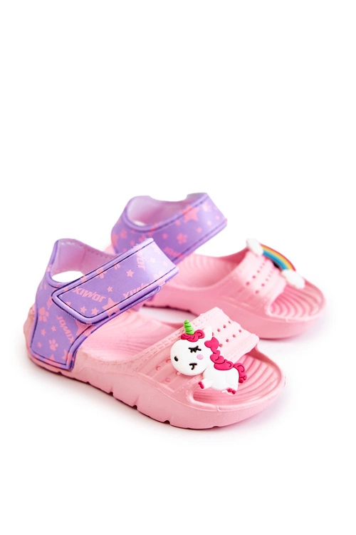 Dziecięce Lekkie Sandały Z Ozdobami Różowo-Fioletowe Trusty