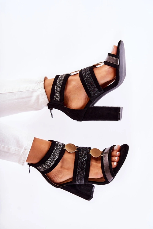 Damskie Sandały Na Obcasie Czarne Laurita