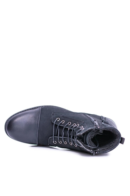 Botki Męskie Skórzane Ocieplane Workery Z Zamkami Grendy