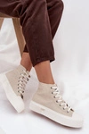 Trampki Damskie Na Platformie LEE 50253002.35E ISLA WOMEN MID Beżowe