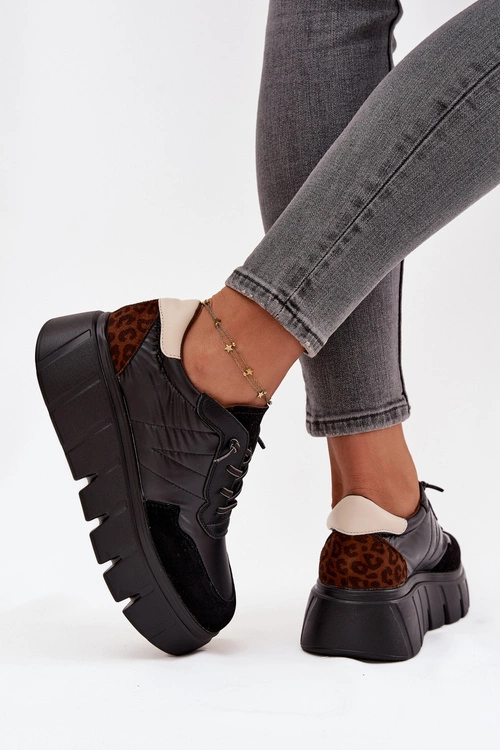 Buty Sportowe Sneakersy Damskie Na Platformie Vinceza 58565 Czarne