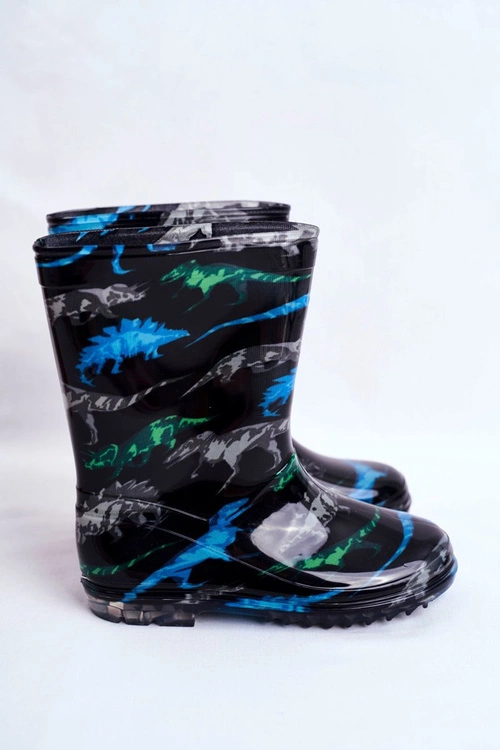 Dziecięce Gumowe Kalosze Czarne Dinozaur