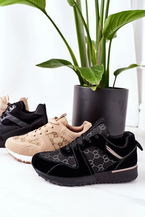 Sportowe Buty Sneakersy Beżowo-Złote Aruba