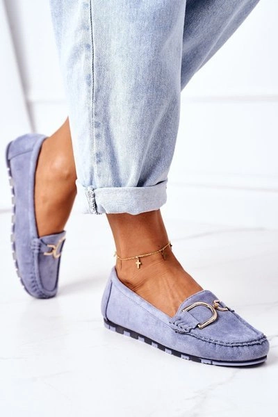 Damskie Zamszowe Mokasyny Niebieskie Downtown