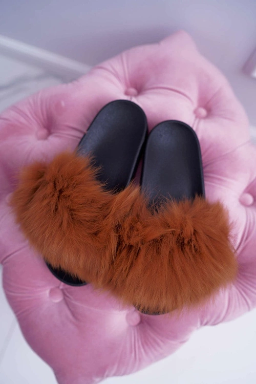 Klapki Damskie Z Futerkiem Camel Mellow